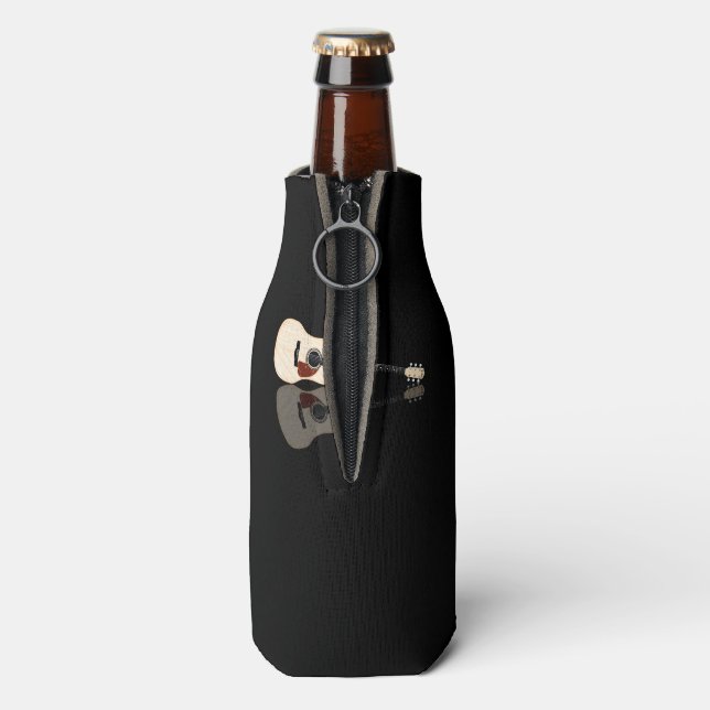 Pale Acoustic Guitar Reflection Bottle Cooler (Bottle Back)