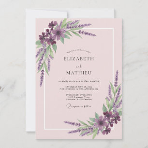 Pale Amethyst Sprig Eucalyptus Wedding Invitation