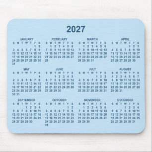 Pale and Dark Blue 2027 Calendar Mouse Mat