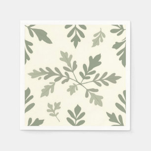 Pale and Dark Green Leaf Pattern Elegant Botanical Napkin
