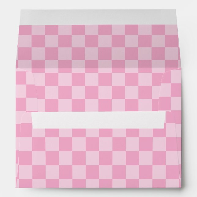Pale and Light Pink Monotone Checkered Envelope (Back (Bottom))