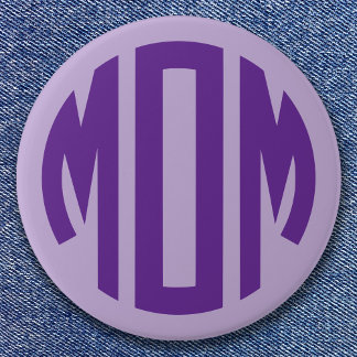 Pale and Royal Purple Circle Monogram MOM 7.5 Cm Round Badge