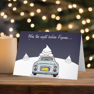 Pale Aqua Figaro Car Figarations Christmas Card