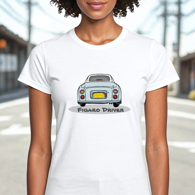 Pale Aqua Figaro Driver Name Figarations T-Shirt (Add your name to this cute blue figaro driver t-shirt! Perfect to wear whilst driving your cute car)