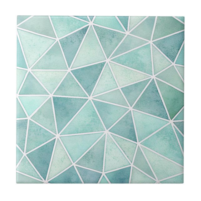 Pale Aqua Geometric Mosaic – Polygon Tile (Front)