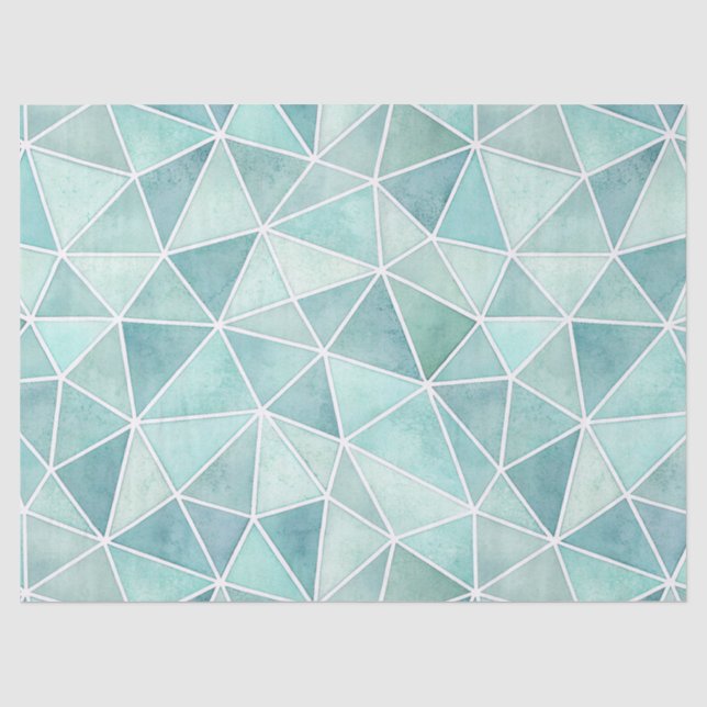 Pale Aqua Geometric Mosaic – Polygon Tissue Paper (Front)