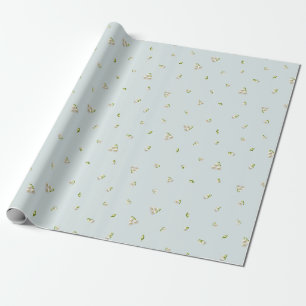Pale Aqua Lily of the Valley Floral Pattern Wrapping Paper