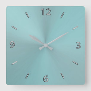 Pale Aqua Modern Metallic Wall Clock