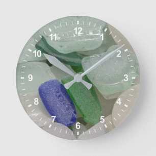 Pale Beach Glass Round Clock