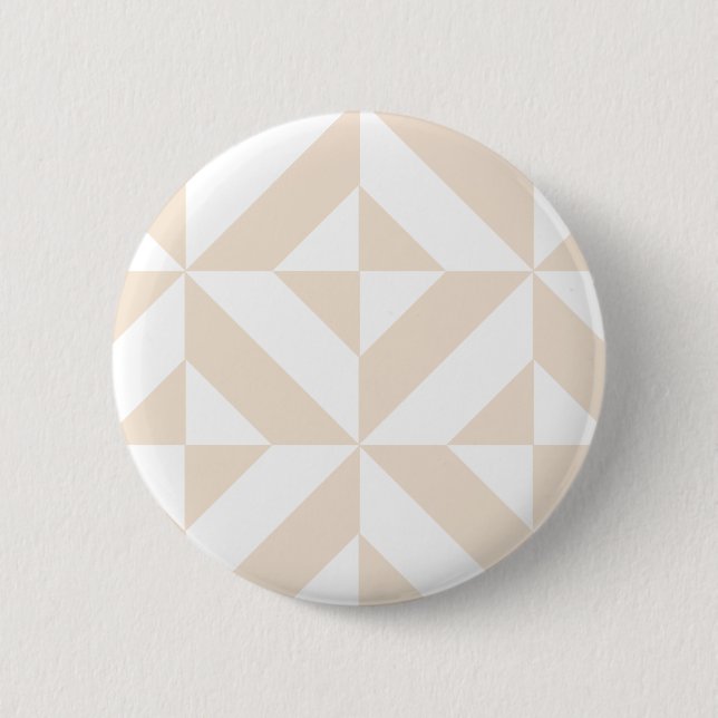 Pale Beige Geometric Deco Cube Pattern 6 Cm Round Badge (Front)