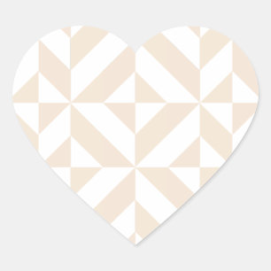 Pale Beige Geometric Deco Cube Pattern Heart Sticker