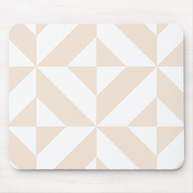 Pale Beige Geometric Deco Cube Pattern Mouse Mat (Front)