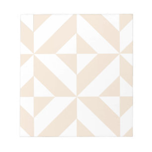 Pale Beige Geometric Deco Cube Pattern Notepad