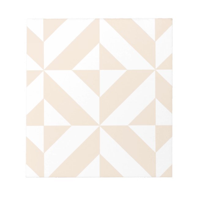 Pale Beige Geometric Deco Cube Pattern Notepad (Front)