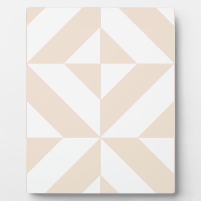 Pale Beige Geometric Deco Cube Pattern Plaque (Front)