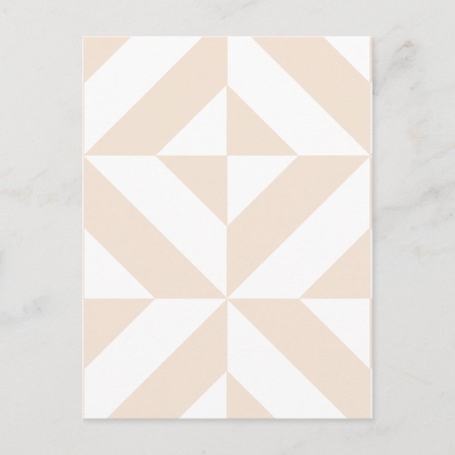 Pale Beige Geometric Deco Cube Pattern Postcard (Front)