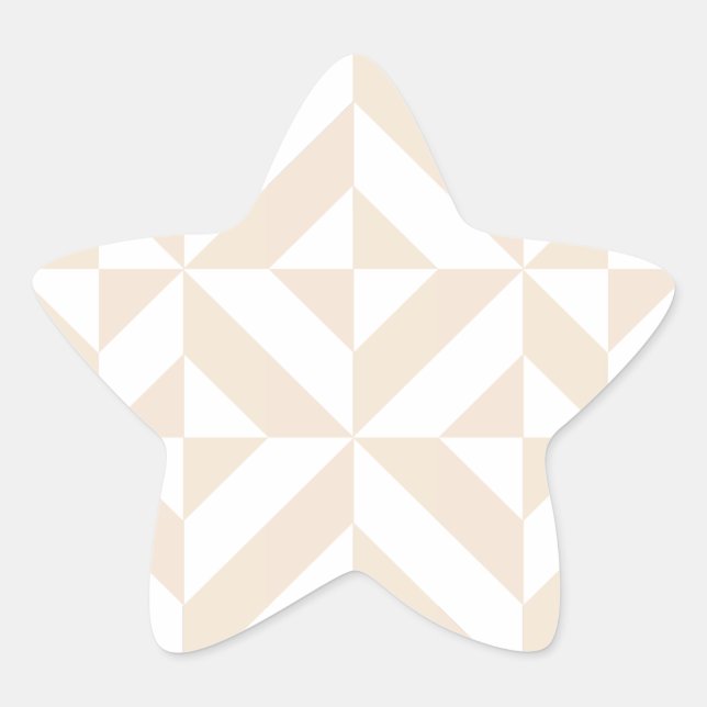 Pale Beige Geometric Deco Cube Pattern Star Sticker (Front)