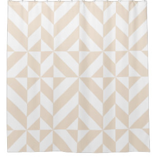 Pale Beige Geometric Deco Cube Shower Curtain