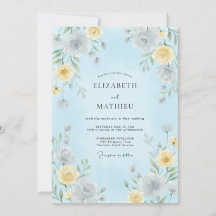 Pale Blue Airy Botanical Wedding Invitation