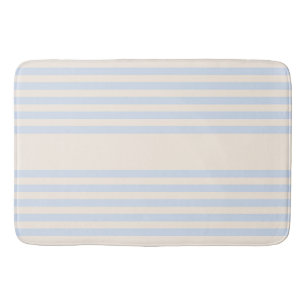 Pale blue and beige five stripes pattern bath mat