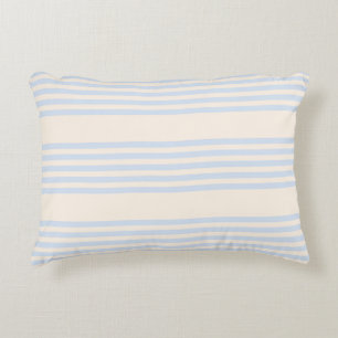 Pale blue and beige five stripes pattern decorative cushion