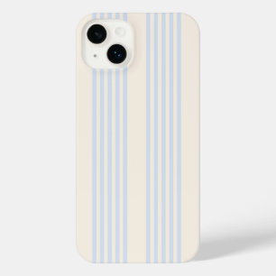 Pale blue and beige five stripes pattern iPhone 14 plus case