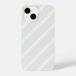 Pale blue and beige five stripes pattern iPhone 14 case