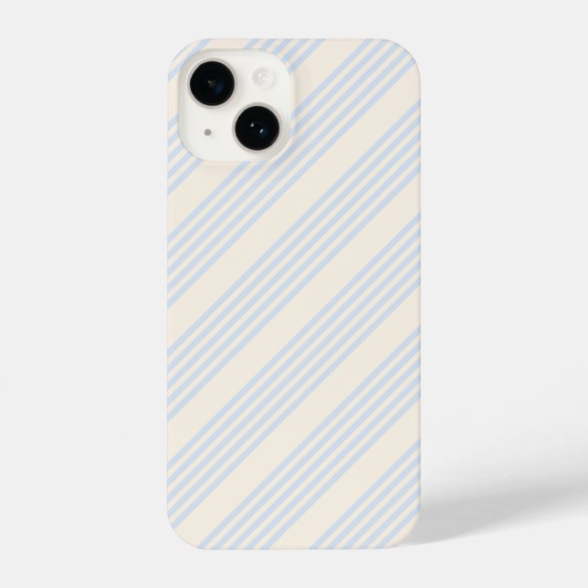Pale blue and beige five stripes pattern iPhone case (Back)