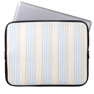 Pale blue and beige five stripes pattern laptop sleeve