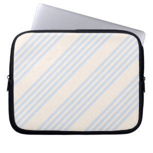 Pale blue and beige five stripes pattern laptop sleeve