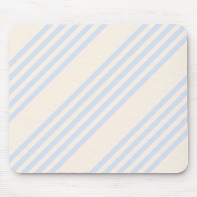 Pale blue and beige five stripes pattern mouse mat (Front)