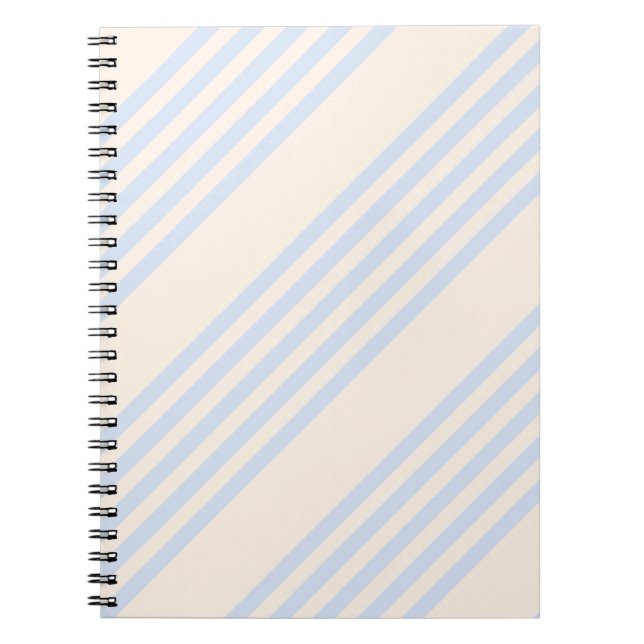 Pale blue and beige five stripes pattern notebook (Front)