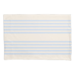 Pale blue and beige five stripes pattern pillowcase