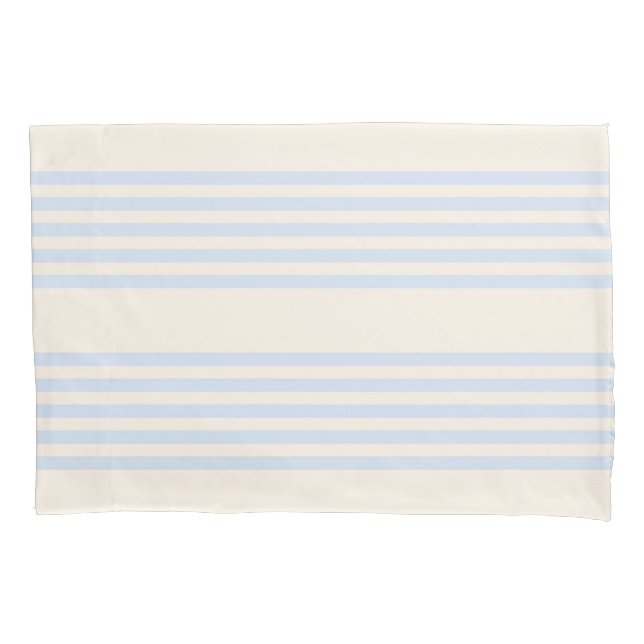 Pale blue and beige five stripes pattern pillowcase (Front)
