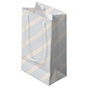 Pale blue and beige five stripes pattern small gift bag