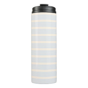 Pale blue and beige five stripes pattern thermal tumbler
