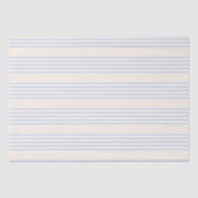 Pale blue and beige five stripes pattern tissue paper (Front)