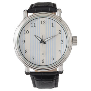 Pale blue and beige five stripes pattern watch