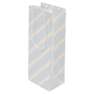 Pale blue and beige five stripes pattern wine gift bag