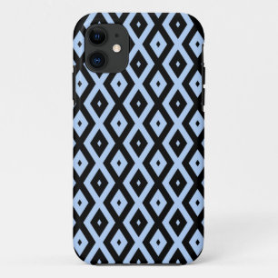 Pale blue and black diamond pattern iPhone 11 case