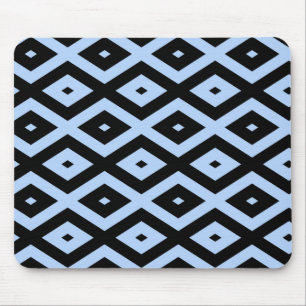 Pale blue and black diamond pattern mouse mat