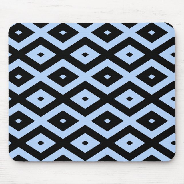 Pale blue and black diamond pattern mouse mat (Front)