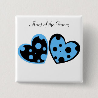 Pale Blue And Black Hearts Button