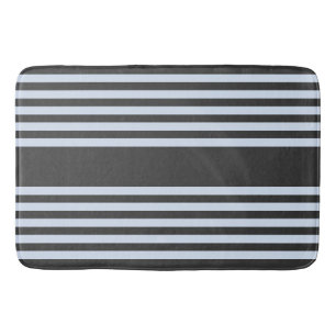 Pale blue and charcoal five stripes pattern bath mat