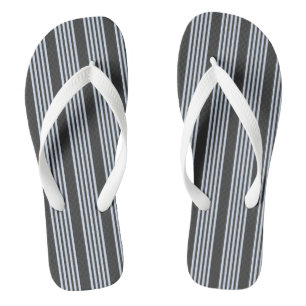 Pale blue and charcoal five stripes pattern flip flops