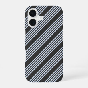 Pale blue and charcoal five stripes pattern iPhone 16 case