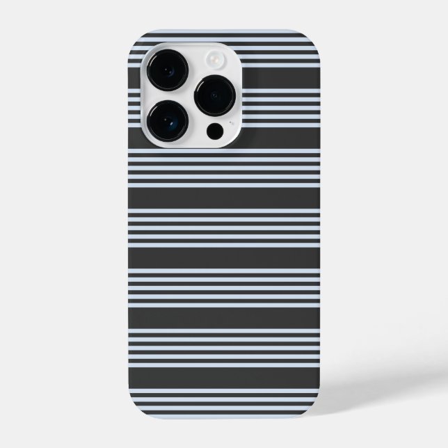 Pale blue and charcoal five stripes pattern iPhone case (Back)