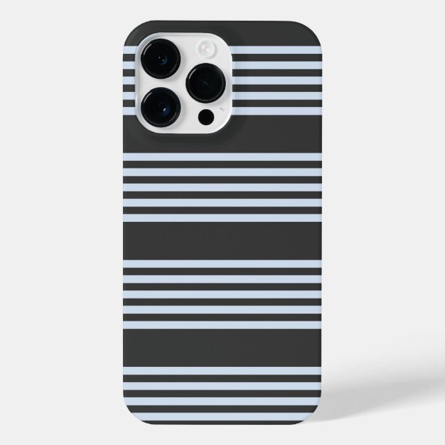 Pale blue and charcoal five stripes pattern iPhone case (Back)
