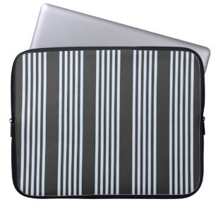 Pale blue and charcoal five stripes pattern laptop sleeve