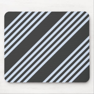 Pale blue and charcoal five stripes pattern mouse mat